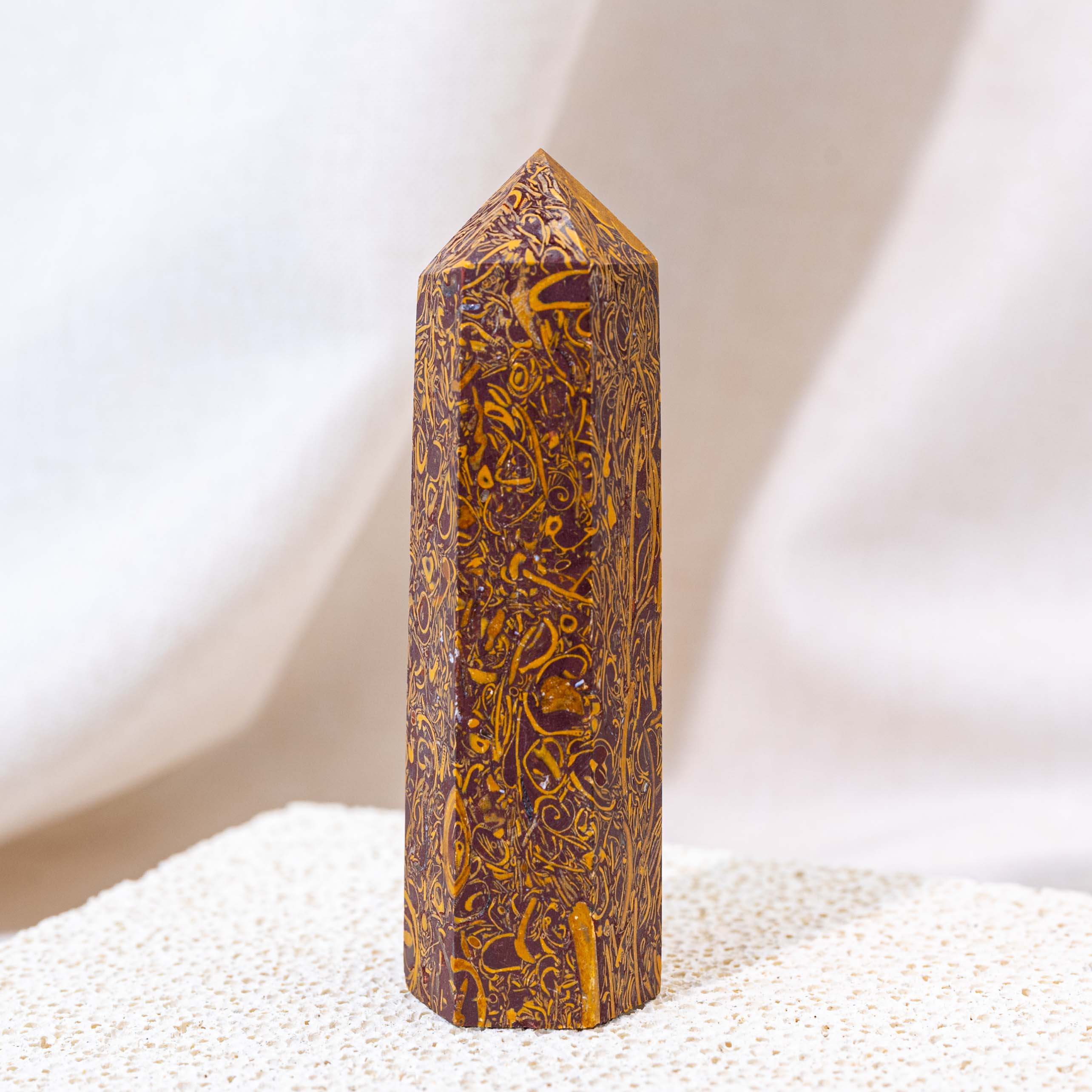 Detailed view of Elephant Skin Jasper Point