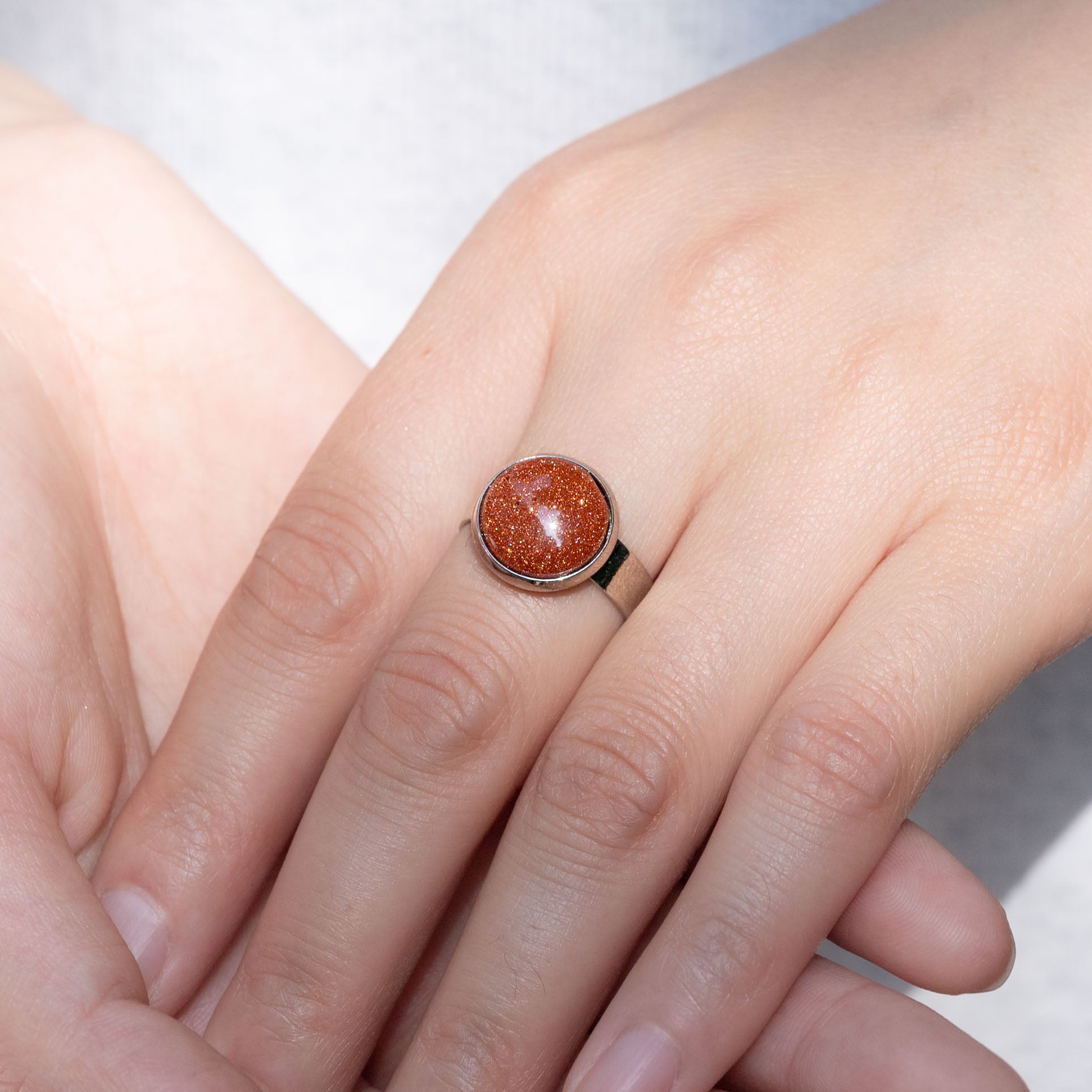 Elegant Gold Sand Stone Ring, perfect for special occasions.