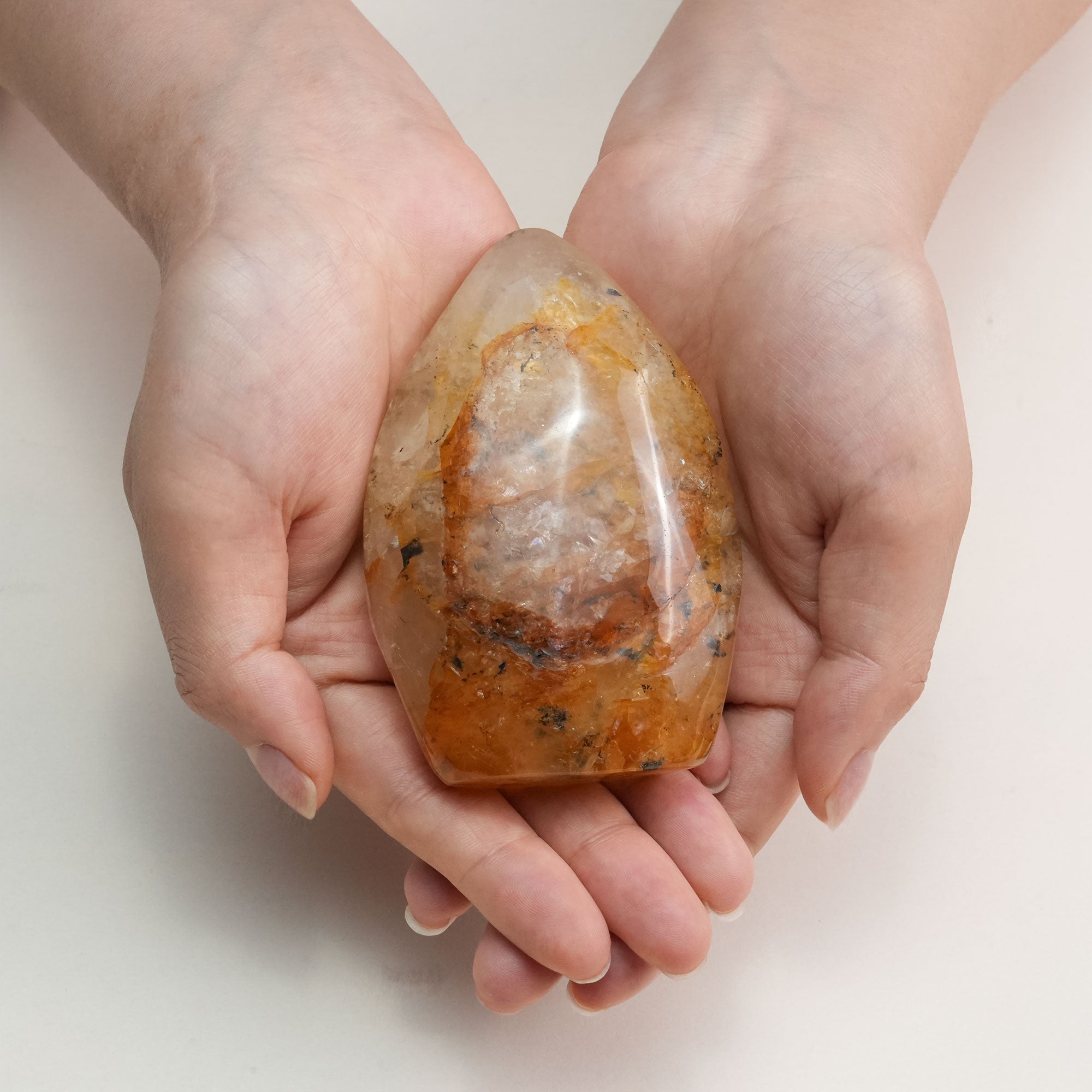 Golden Healer Quartz palm stone, perfect for meditation and energy work