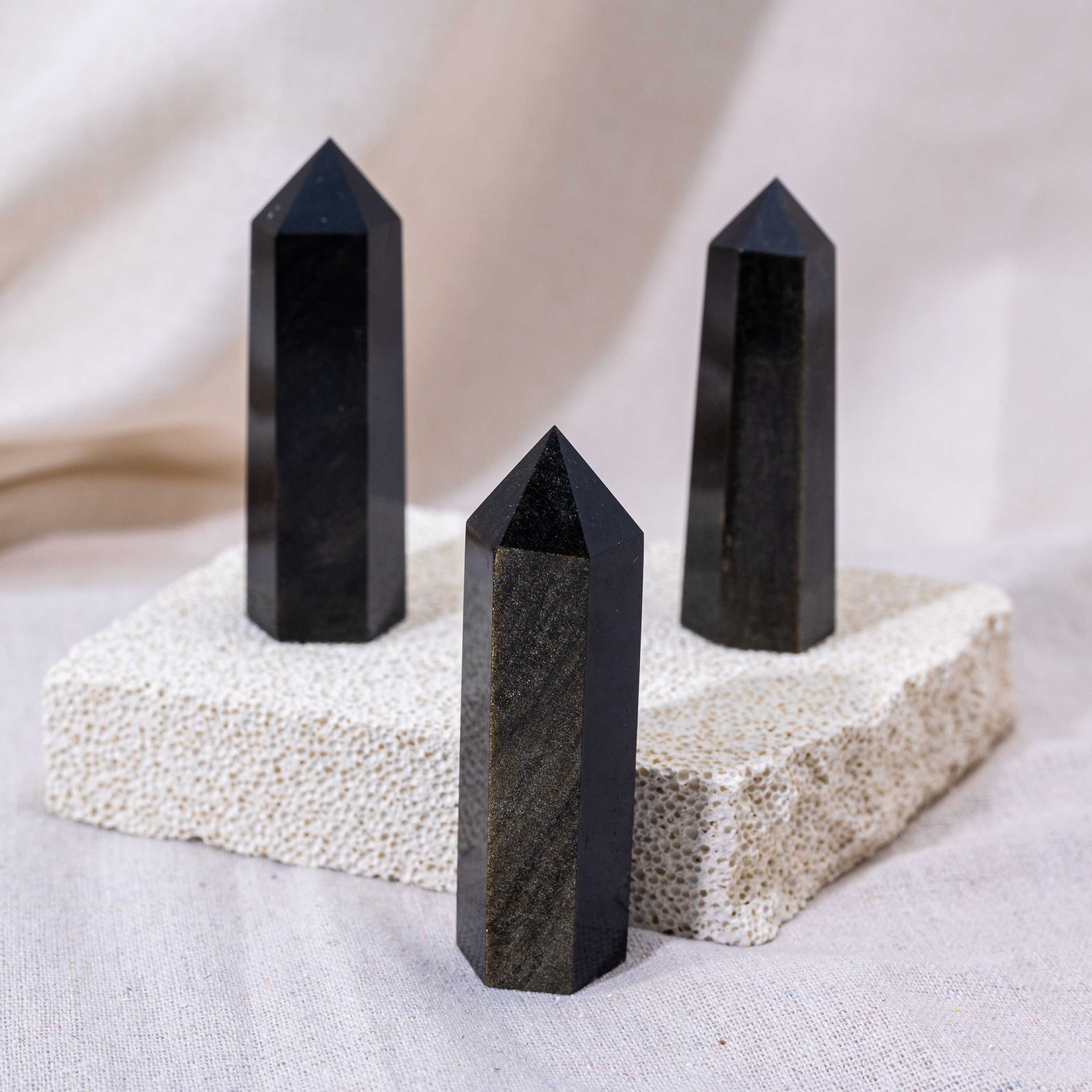 Closeup of Golden Obsidian Point