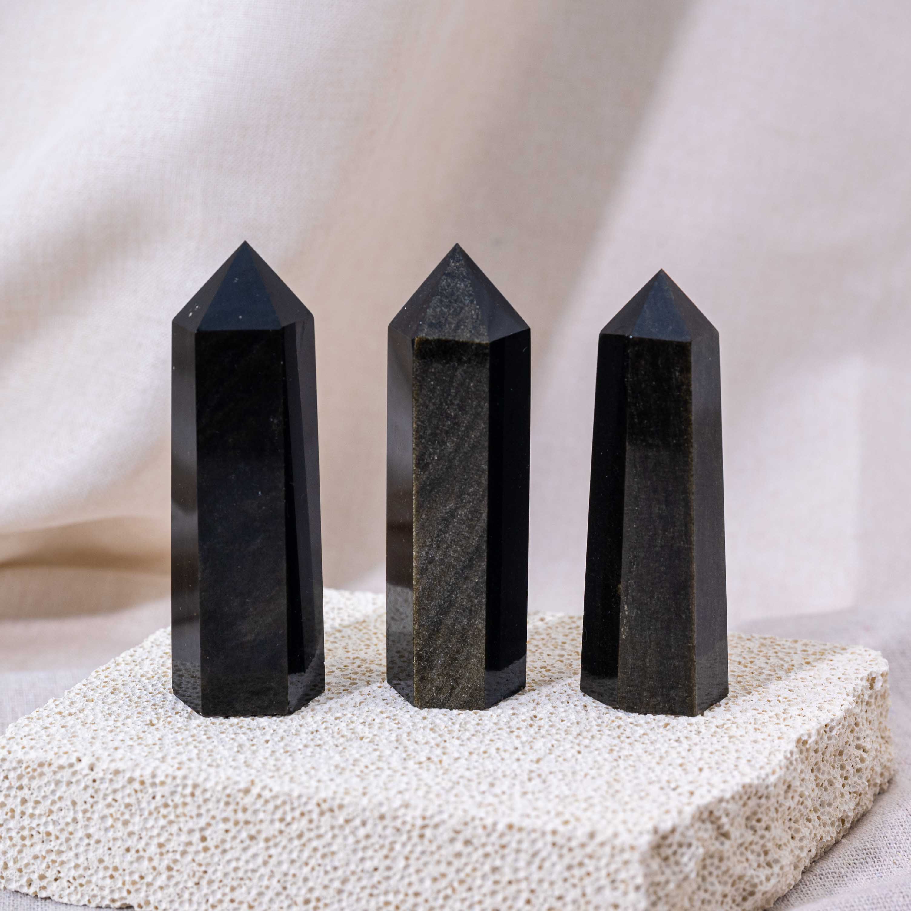 Angled view of Golden Obsidian Point