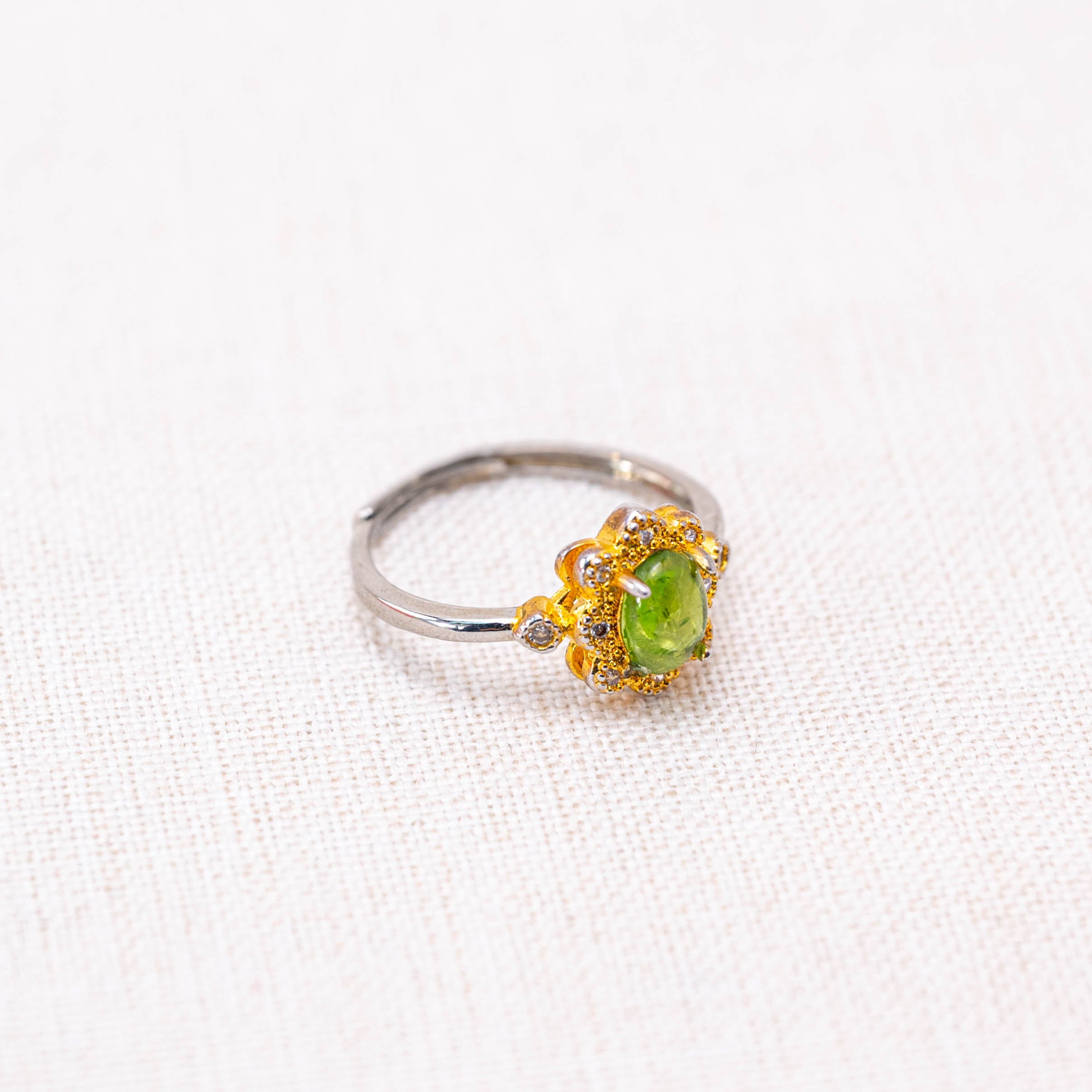 Green Tourmaline Ring with vibrant color.