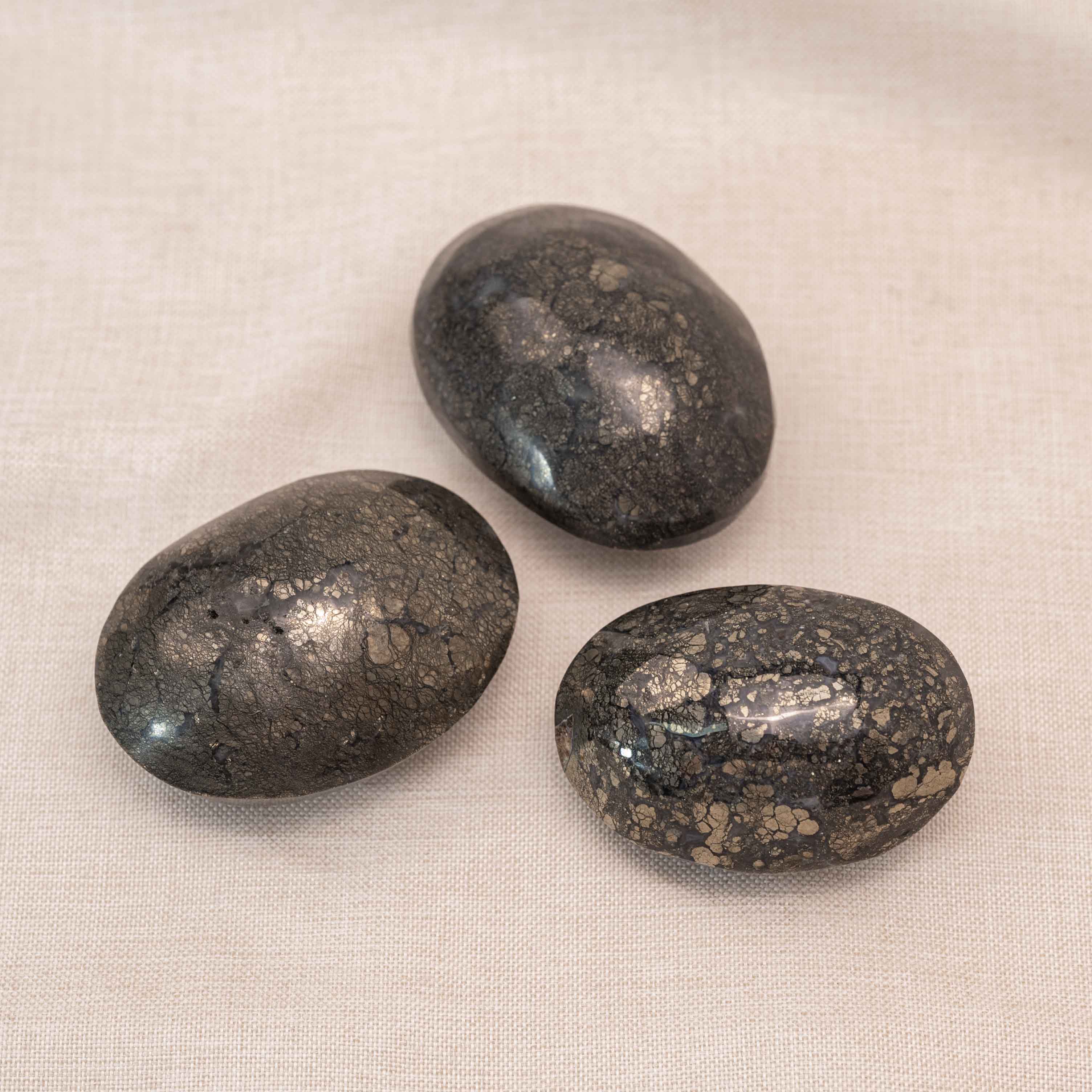 Marcasite Agate Palm Stone showcasing stunning metallic layers and textures