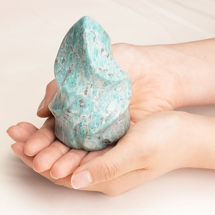 Natural Smoky Quartz and Amazonite Flame crystal for energy healing