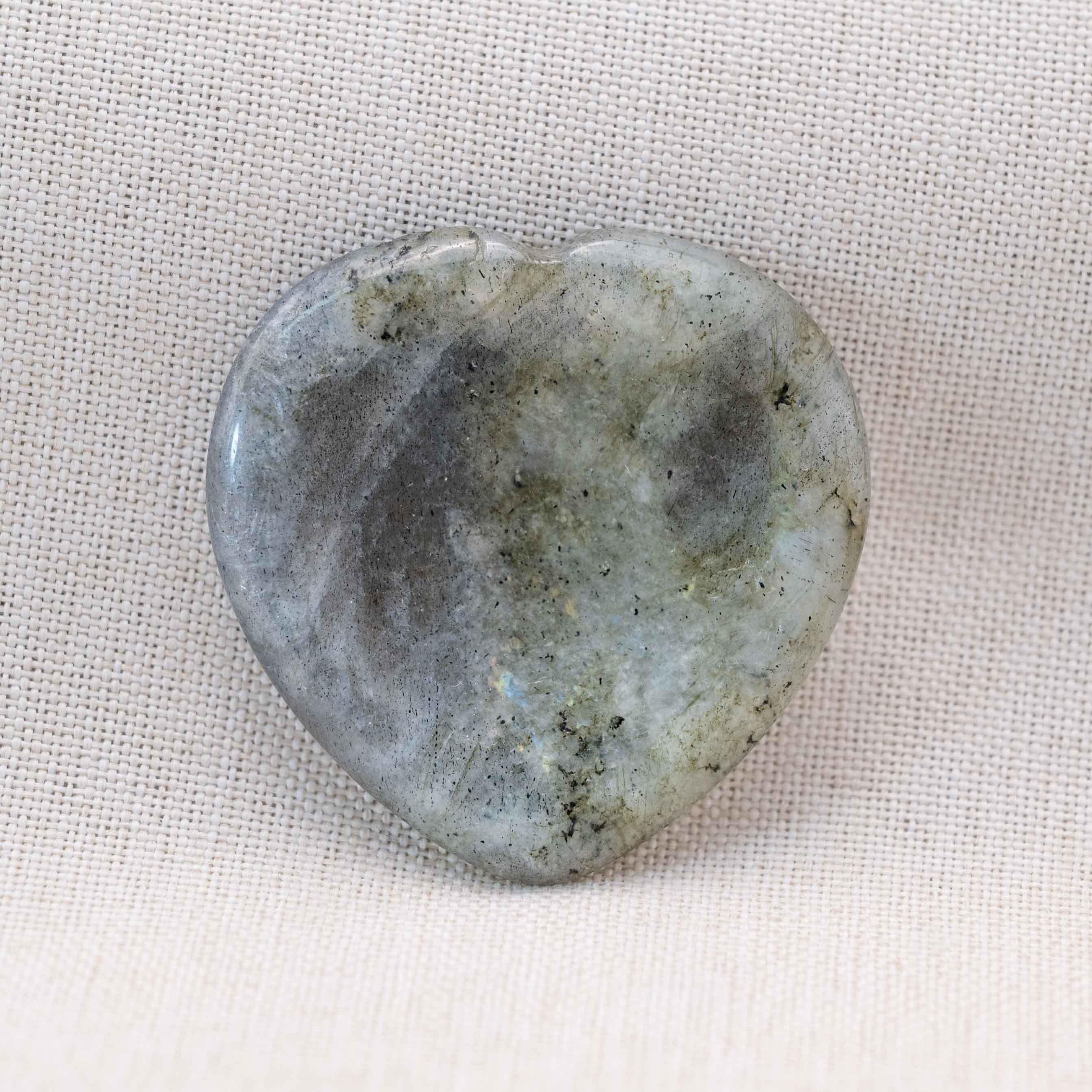 Enhance your spiritual awareness with the Labradorite Heart Worry Stone