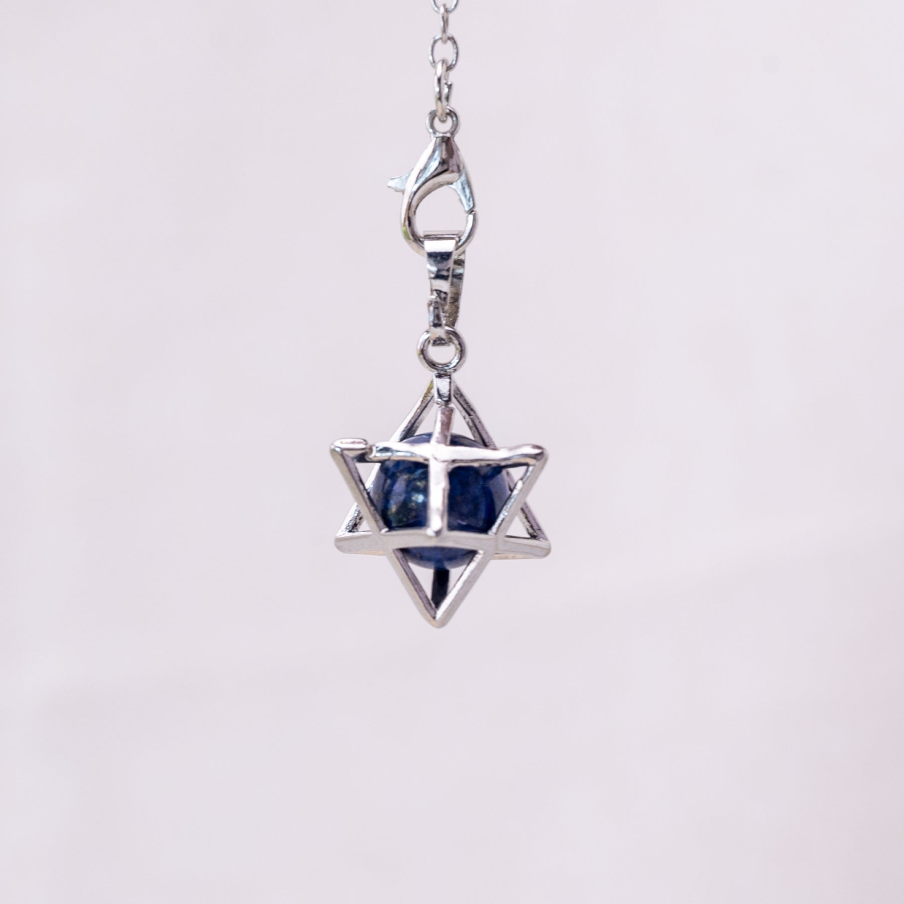 Merkaba pendulum made from genuine Lapis Lazuli, ideal for energy work