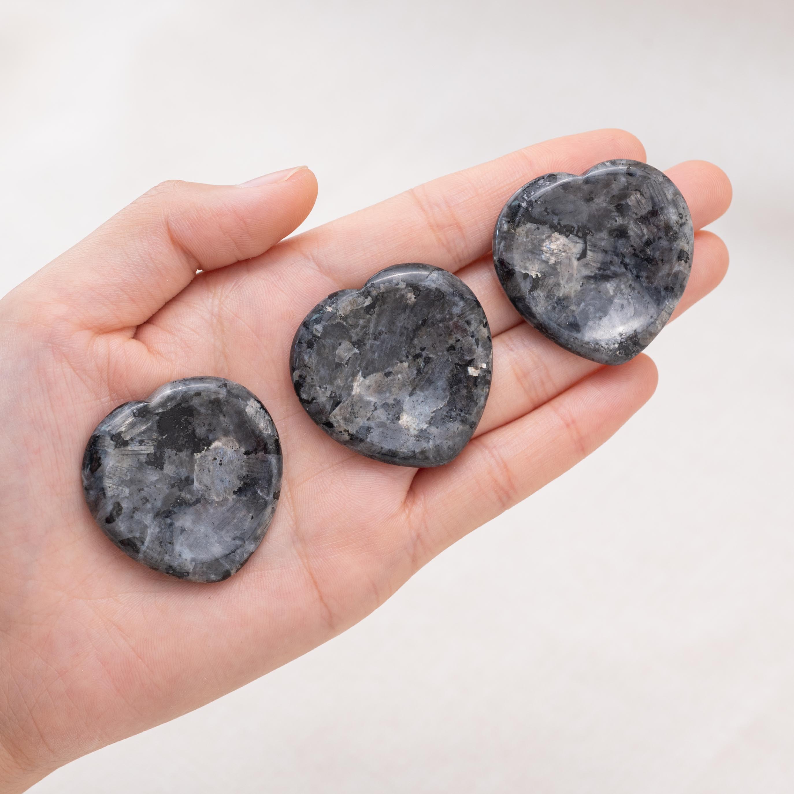 Enhance your meditation practice with the Larvikite Heart Worry Stone