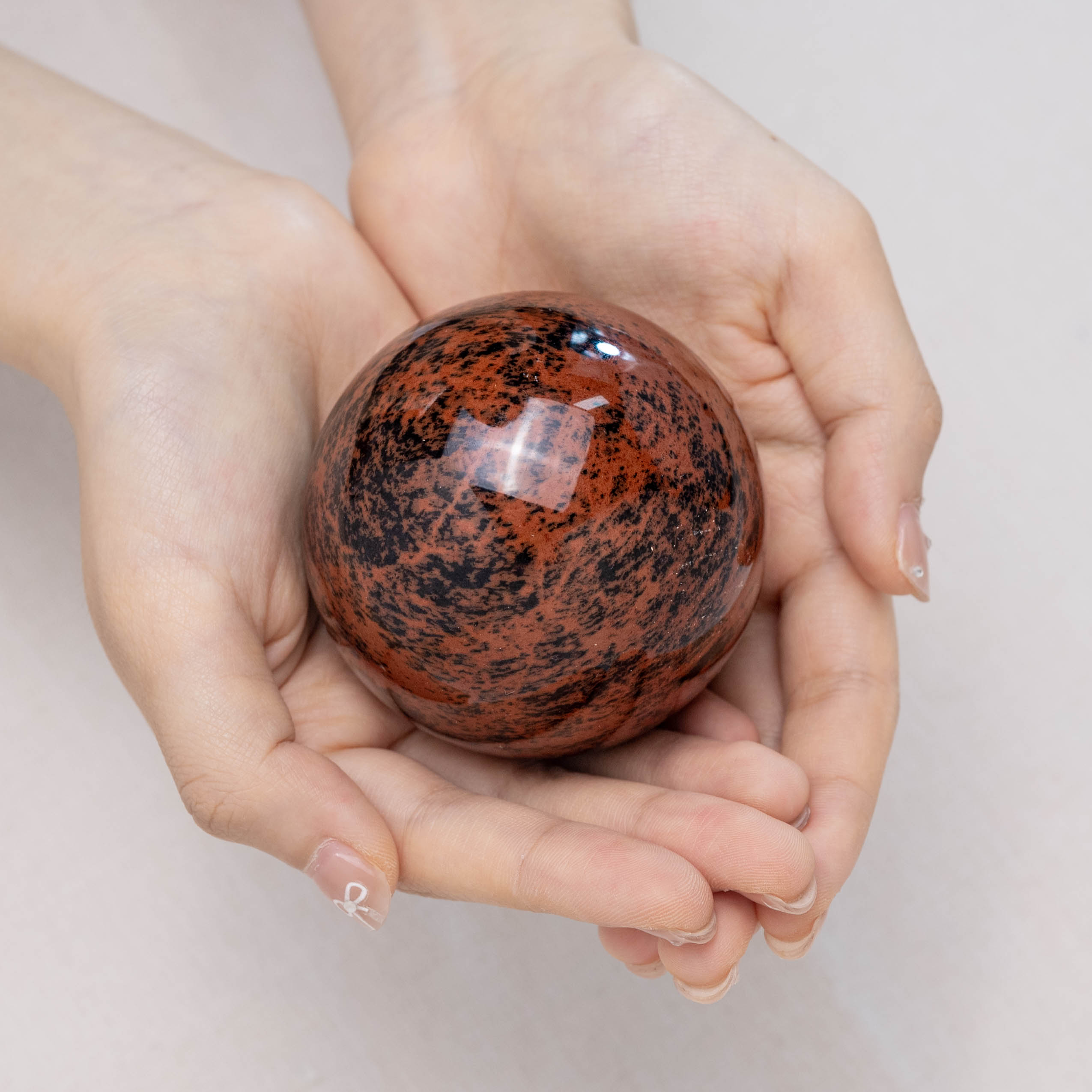 Hand-polished Mahogany Obsidian Sphere for grounding