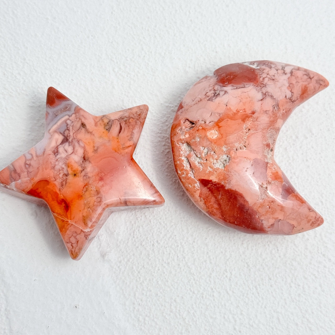 Petal Agate Palm Stone for Spiritual Practice on Wooden Surface