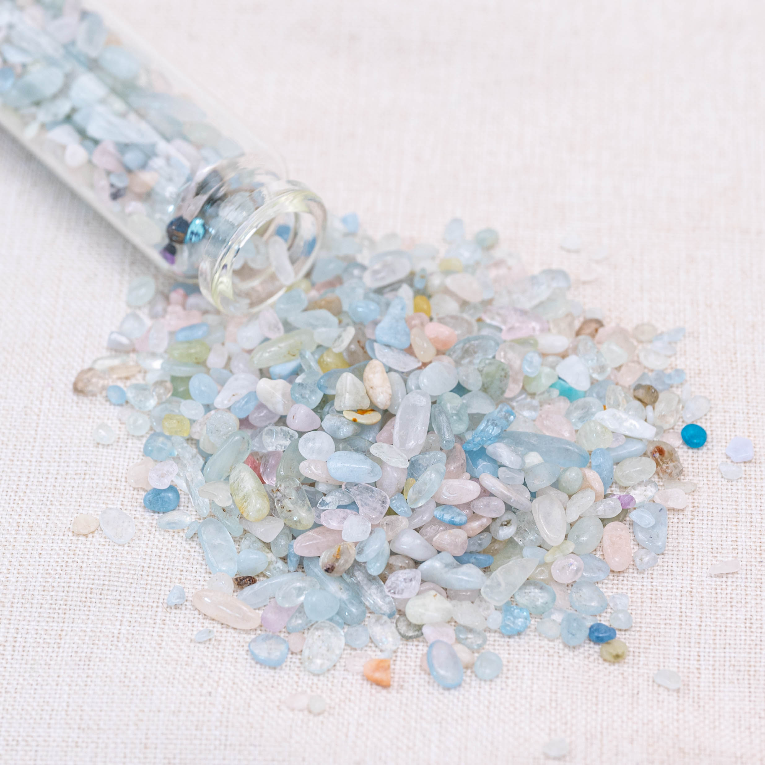 Morganite Chips are known for their heart-healing energies.