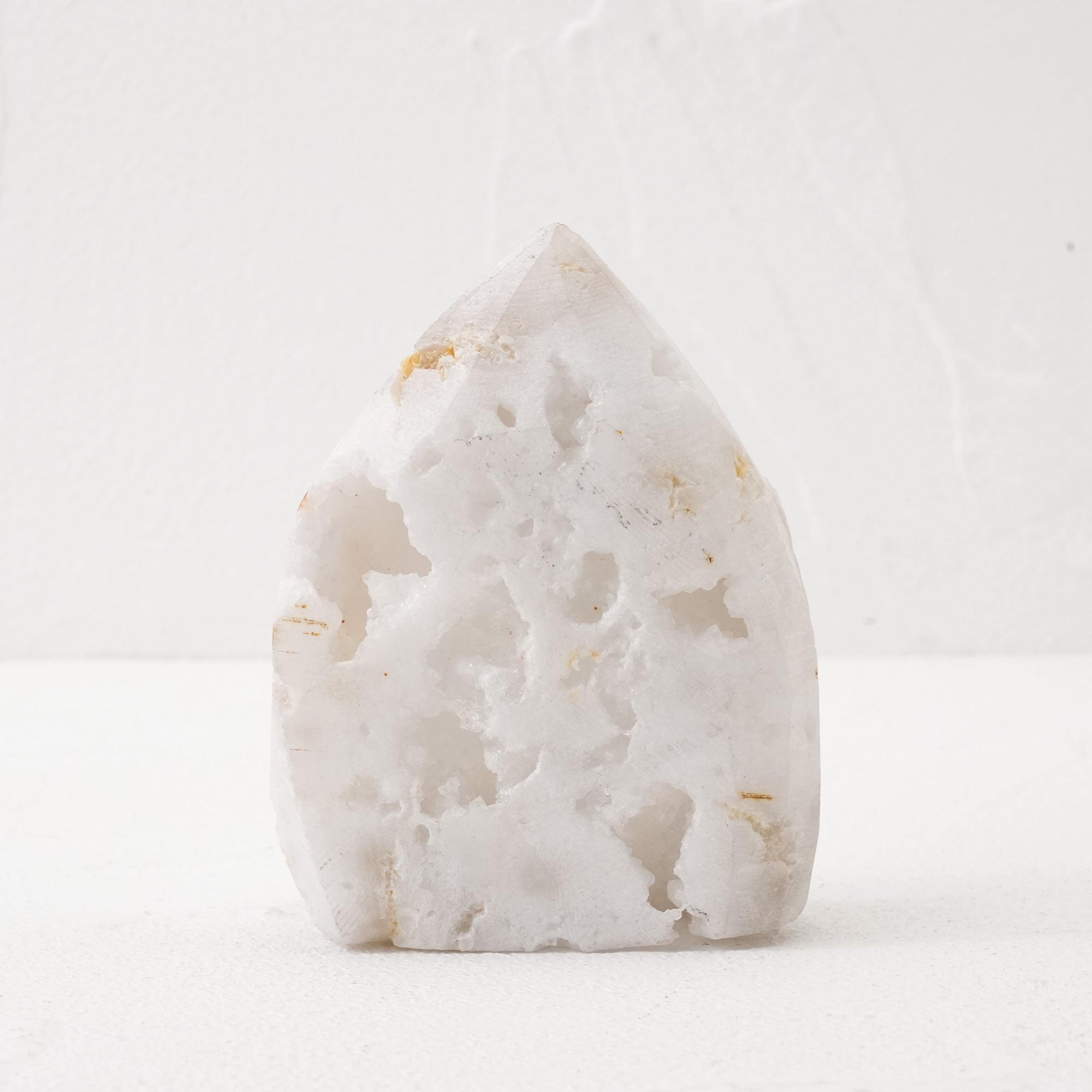 Close-up of Clear Quartz Geode Freeform Crystal showing detailed crystal clusters