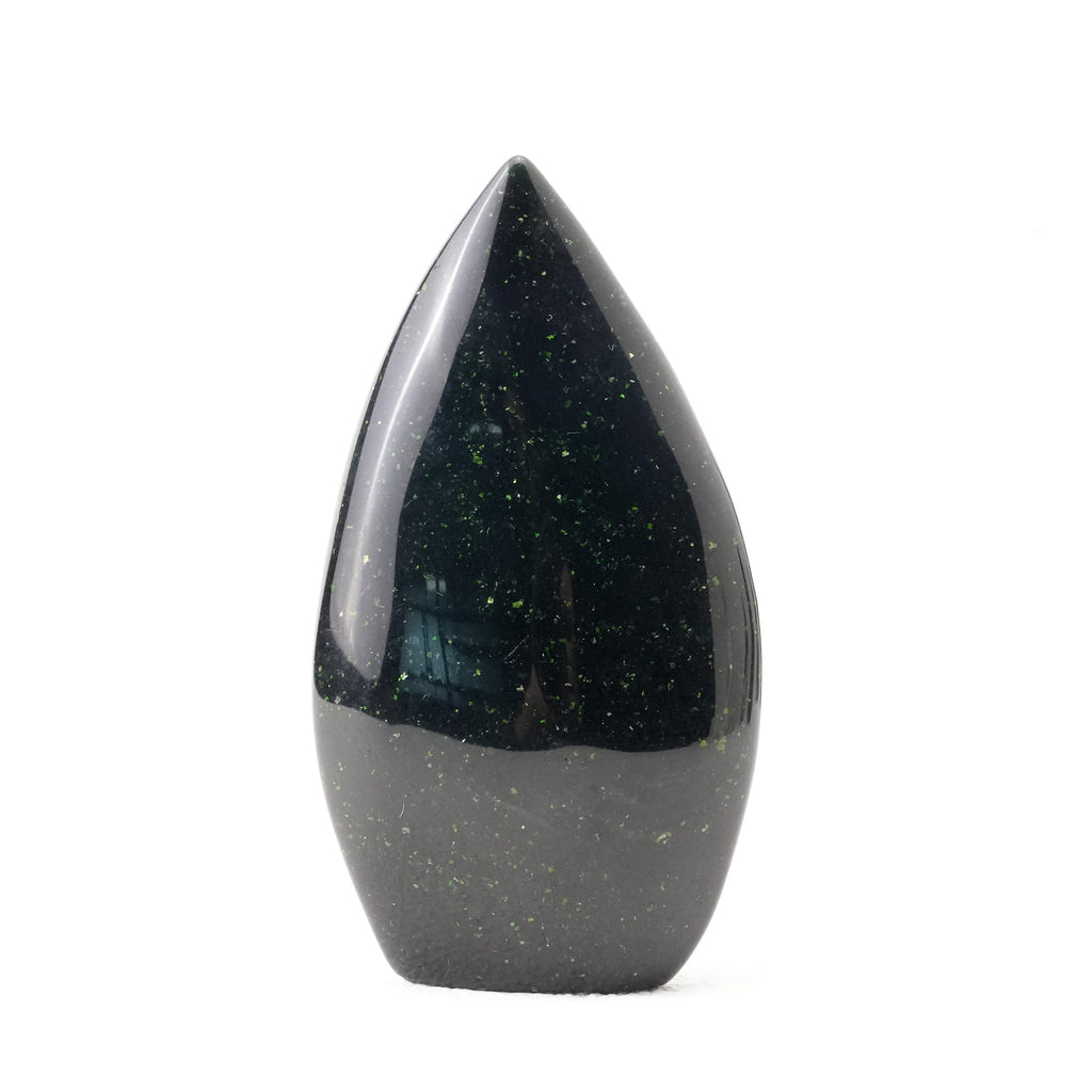 Green Sand Stone Flame Freeform Crystal with vibrant green hues and natural patterns