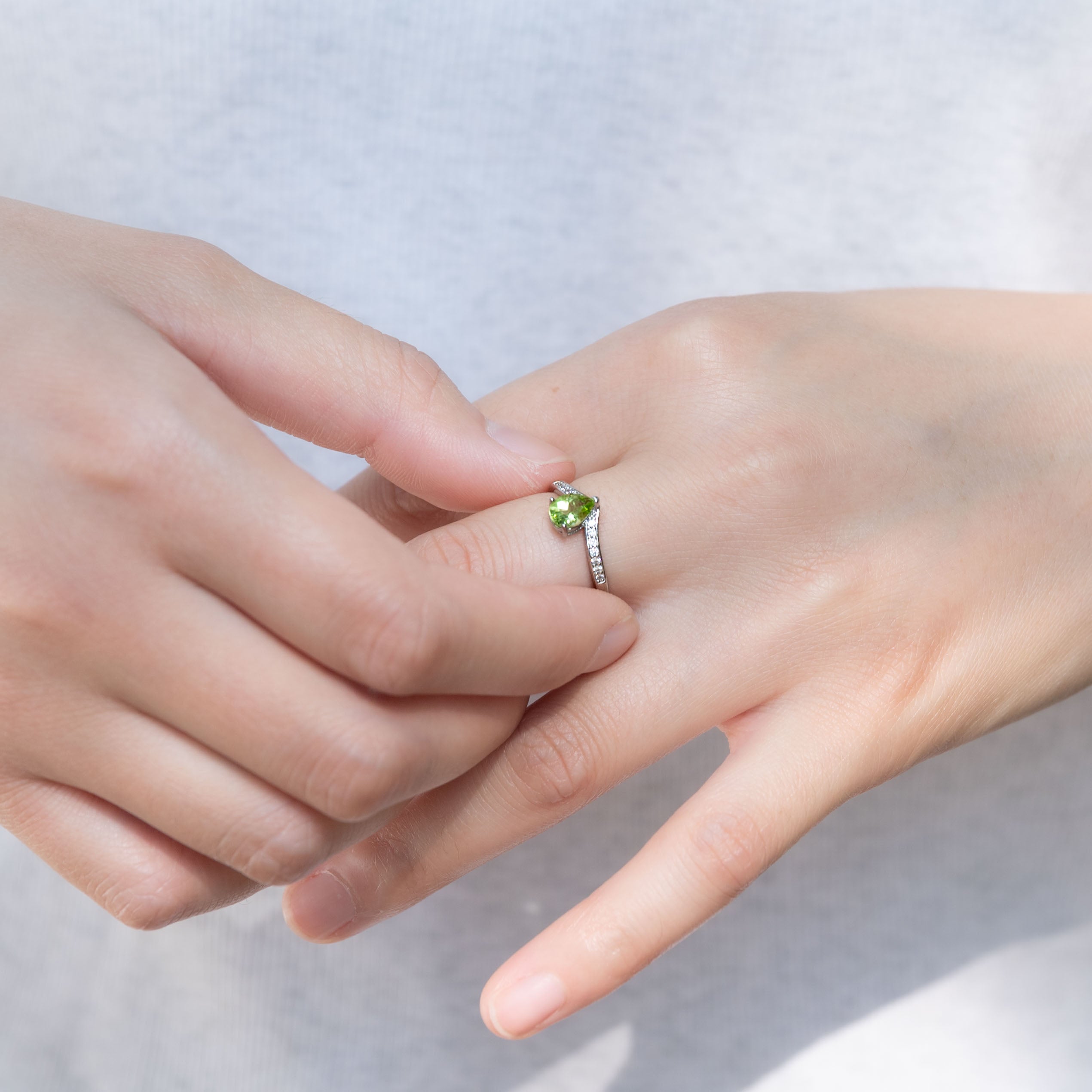 Elegant Peridot Teardrop Ring, perfect for any occasion.