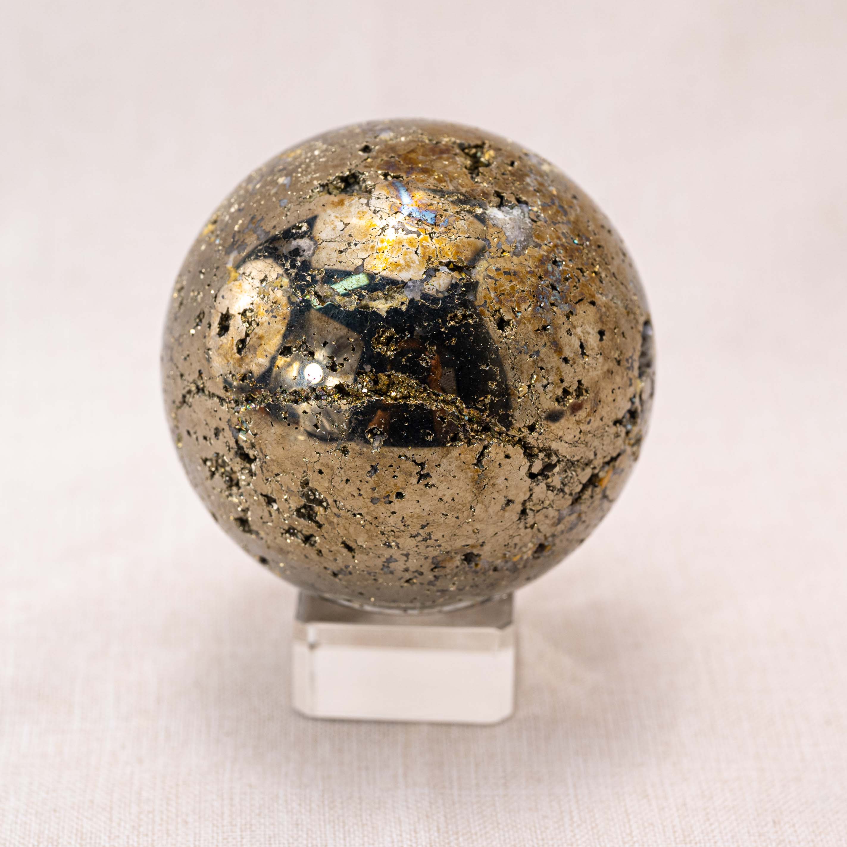 Decorative Peruvian Chalcopyrite Sphere with unique patterns
