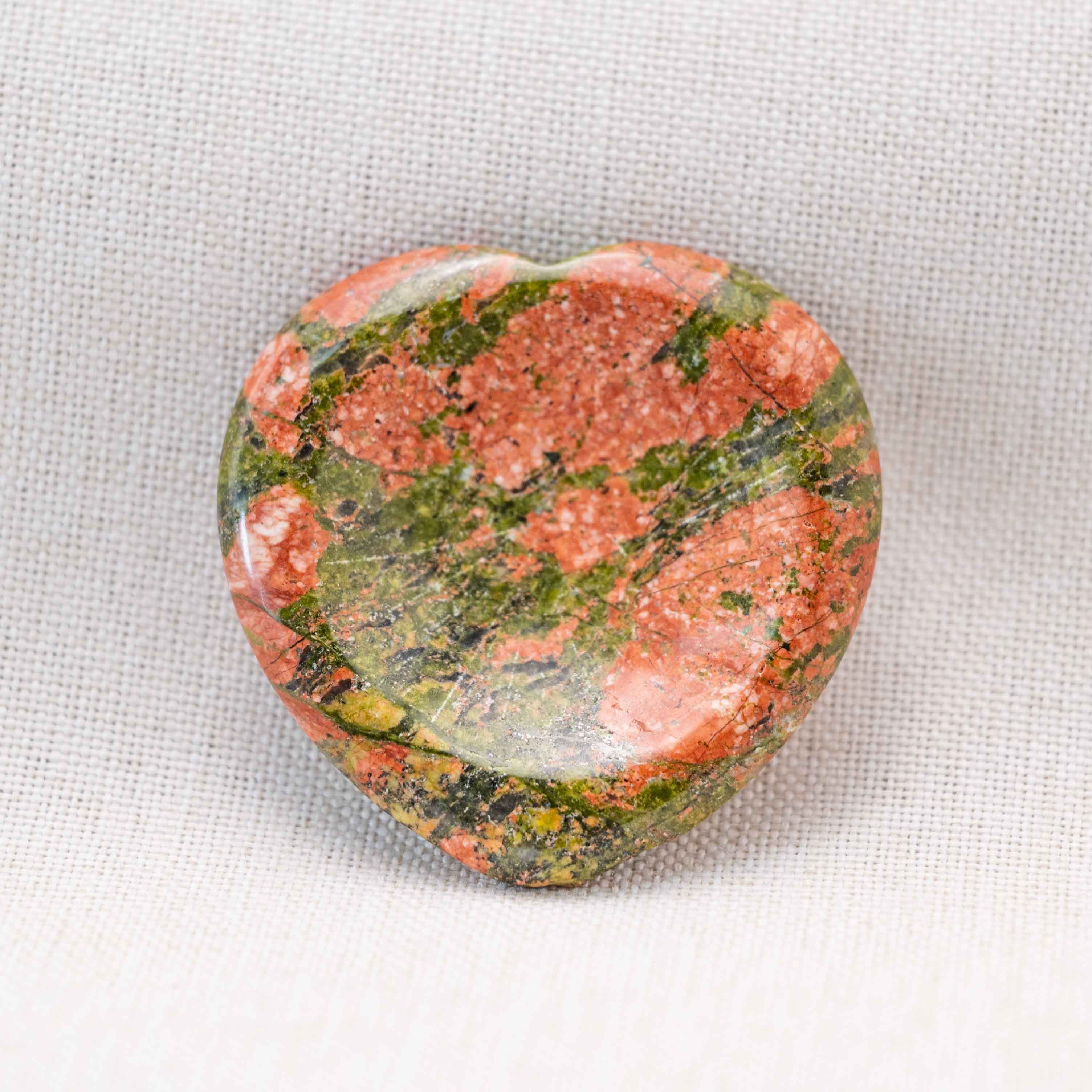 The Unakite Heart Worry Stone is perfect for meditation and growth