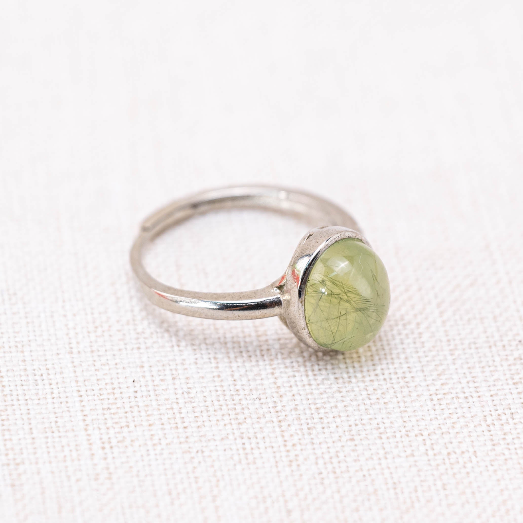 Prehnite Ring with soft green hue.