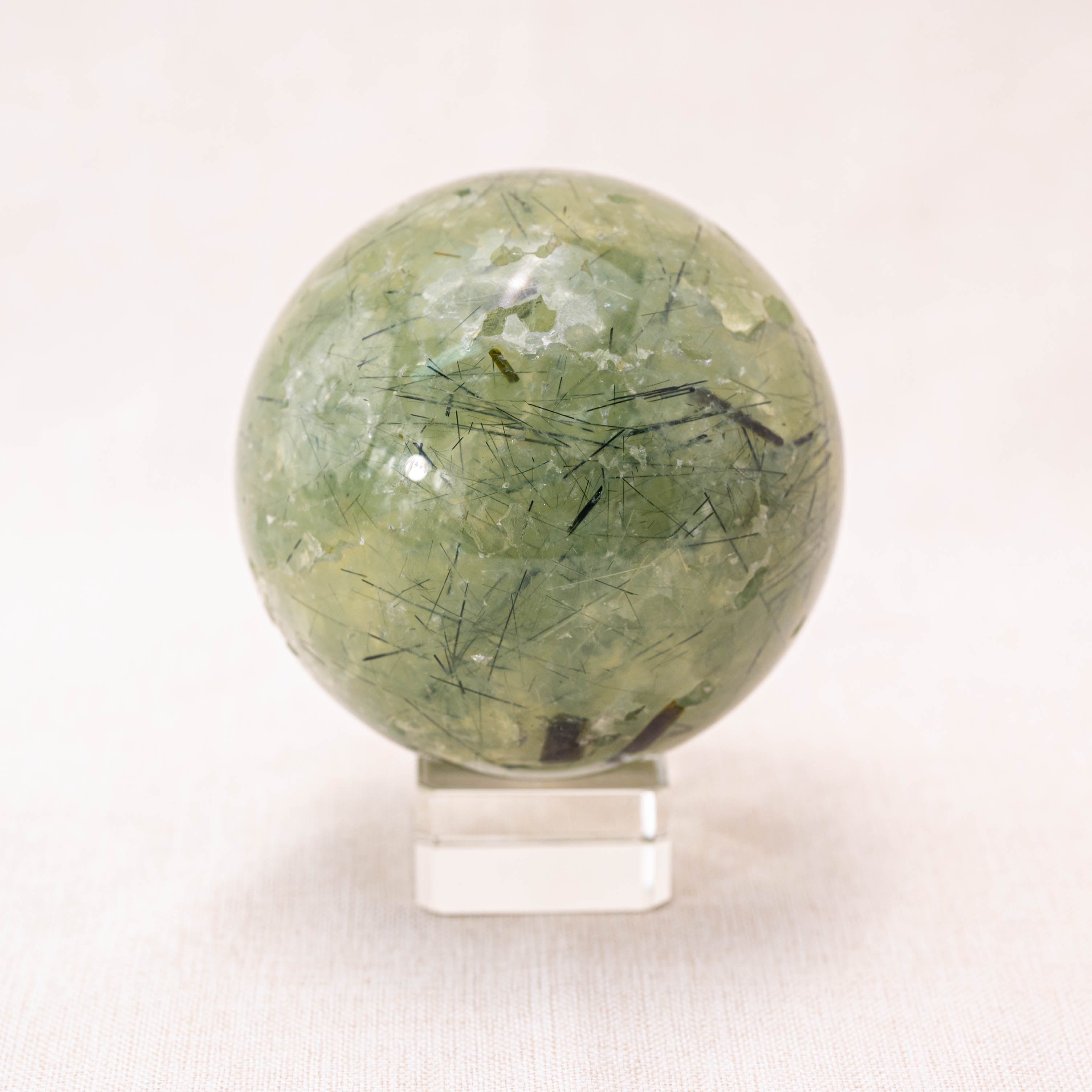Prehnite Sphere with soothing green tones