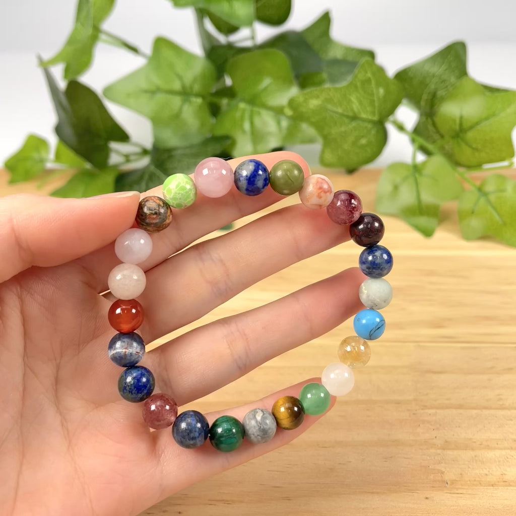 Crystal Mixed Material Bracelet - Handmade Beaded Bracelet with Stone & Alloy for Women Men, Dainty Minimalist Jewelry Gift