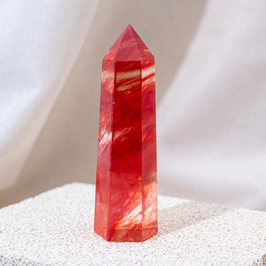 Detailed view of Red Smelting Quartz Point