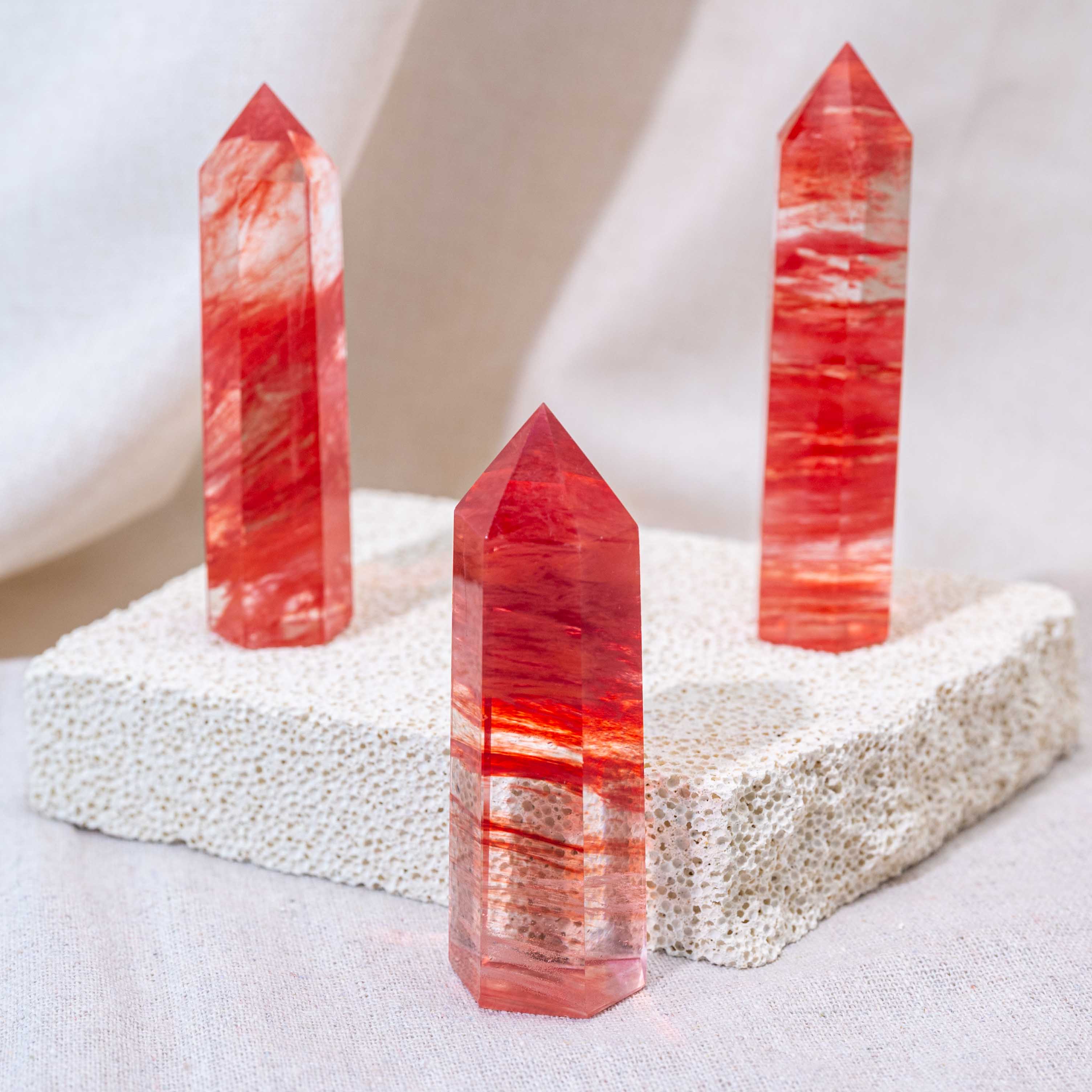 Side view of Red Smelting Quartz Point