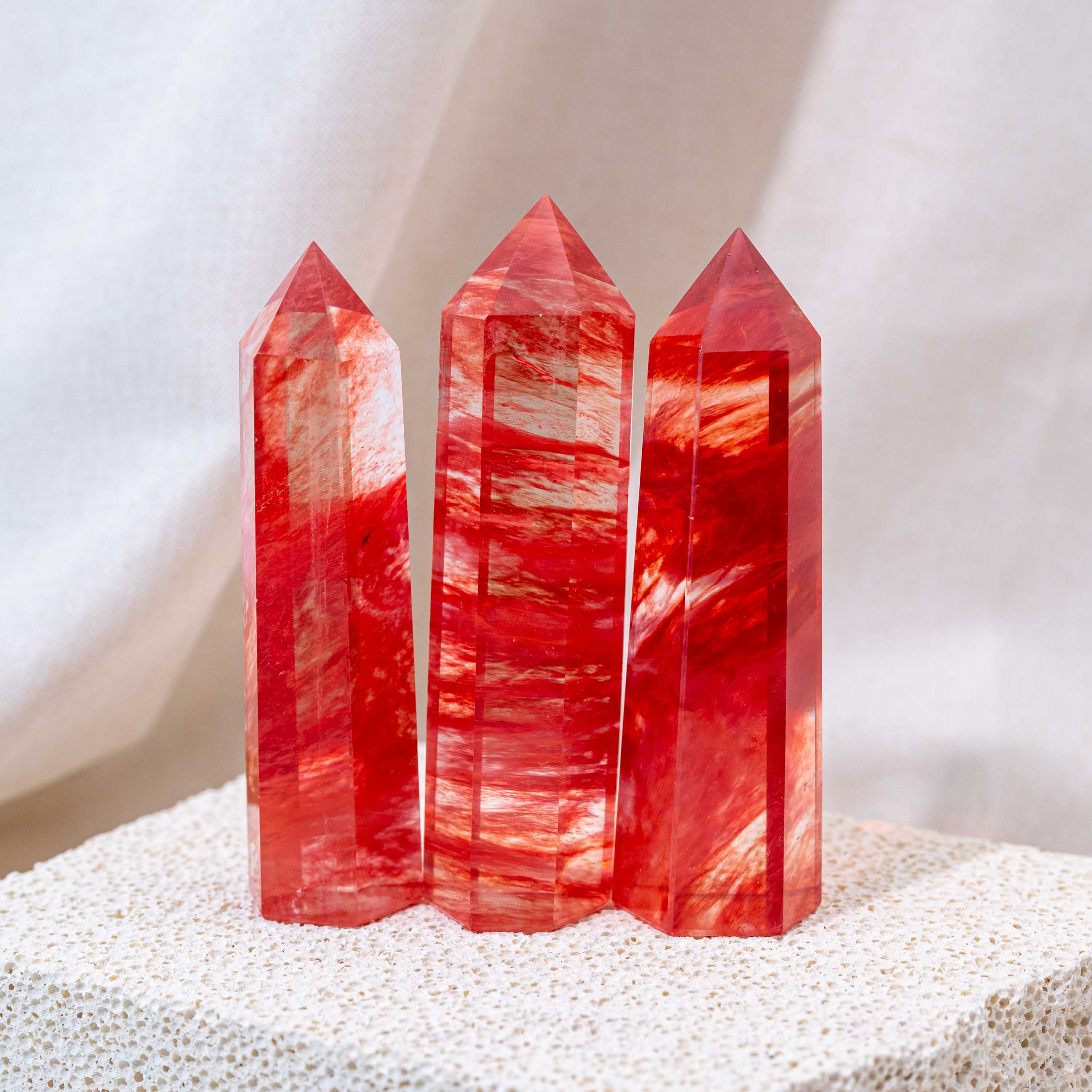 Angled view of Red Smelting Quartz Point
