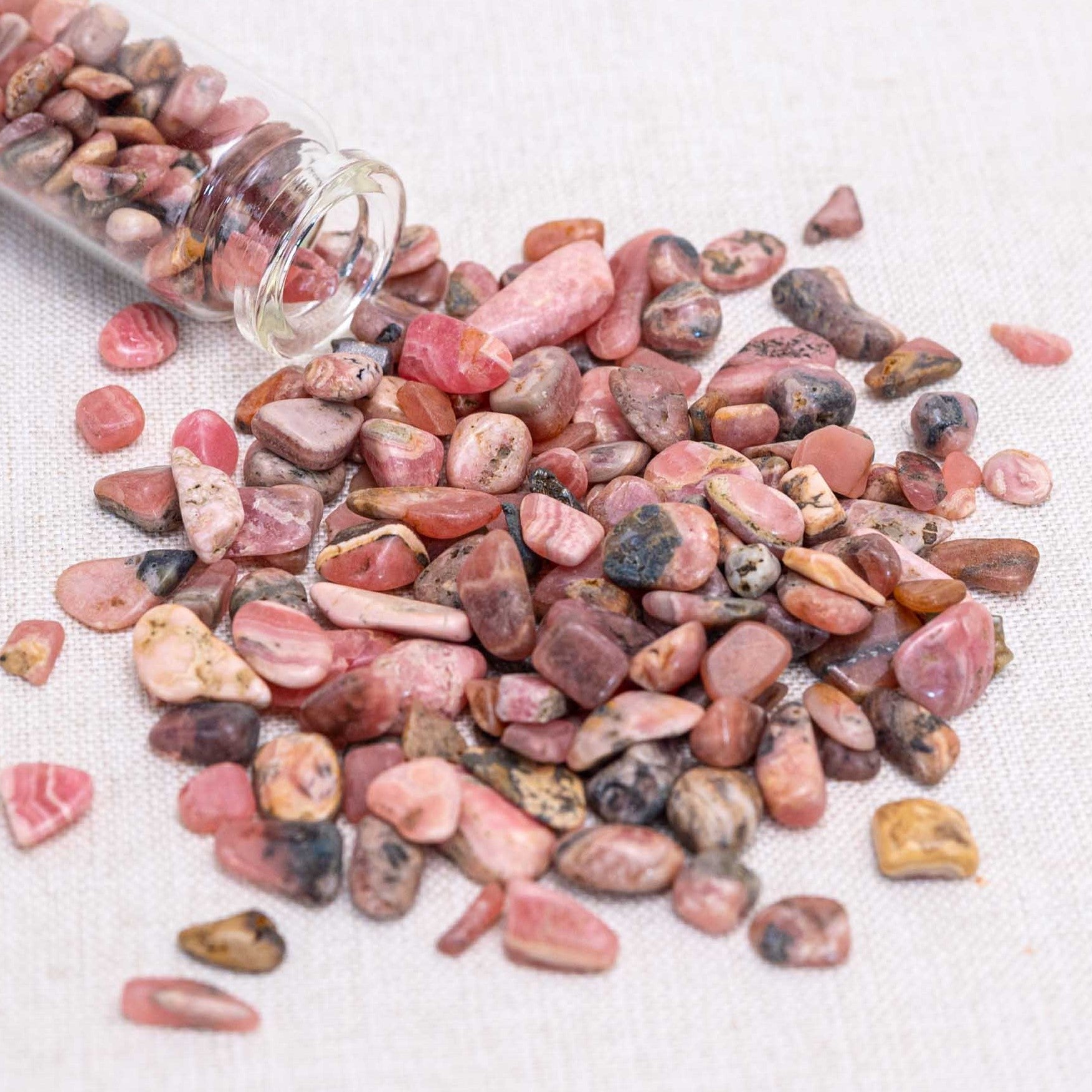 Rhodochrosite Chips are known for their love and compassion energies.
