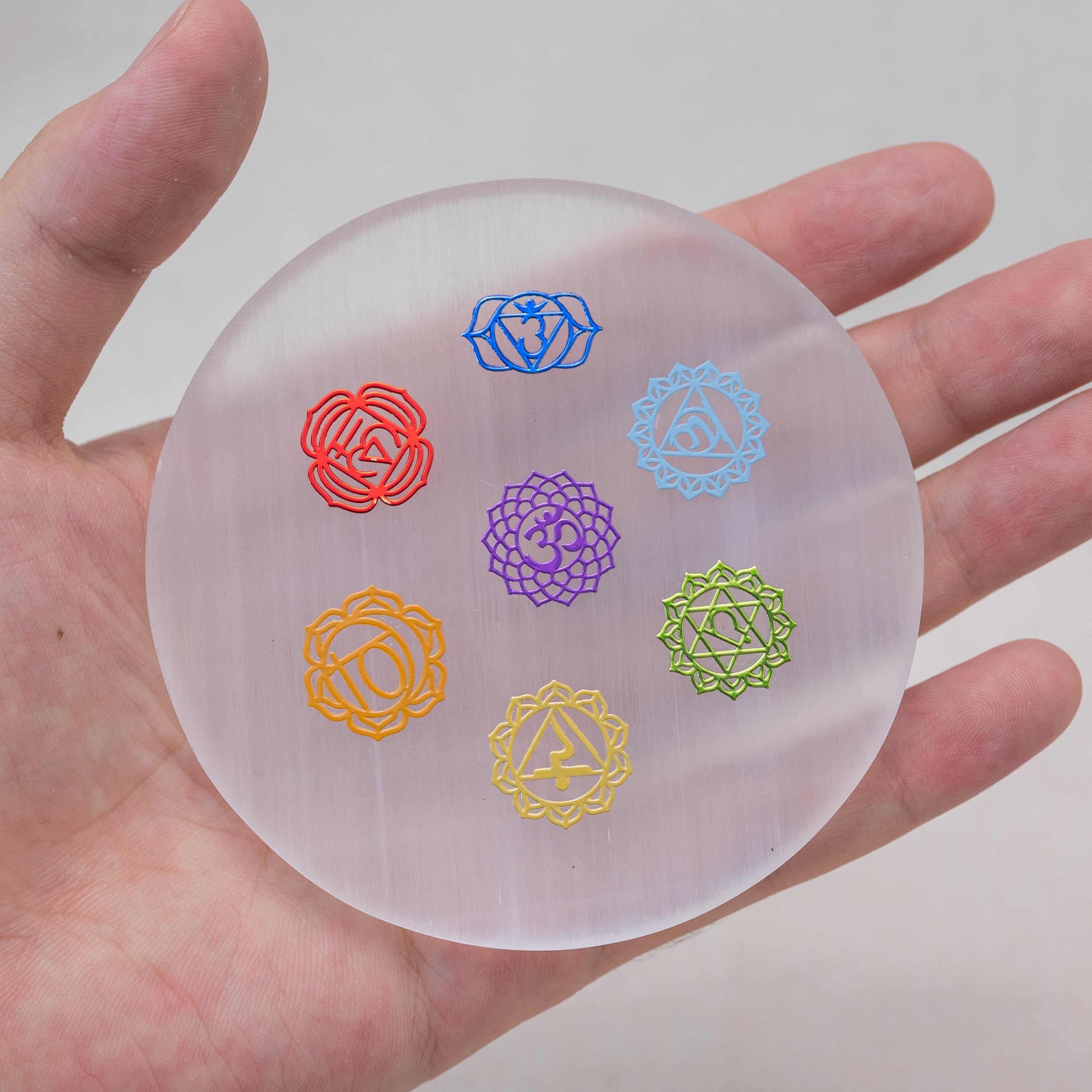 Energy-cleansing Selenite Chakra Plate