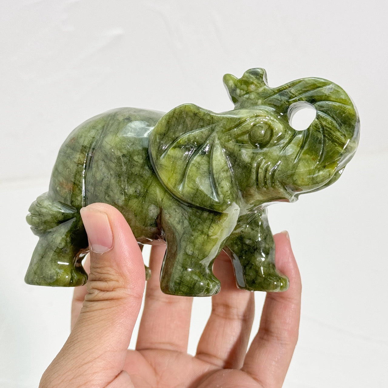 Elegant Xiuyu Jade Elephant statue