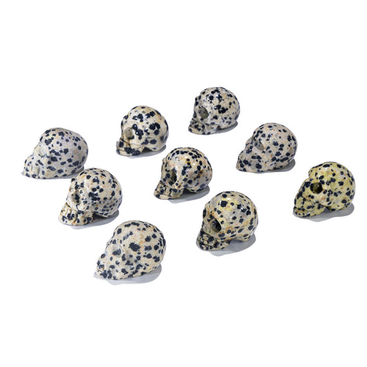 1-Inch Dalmatian Jasper Skull In Bulk