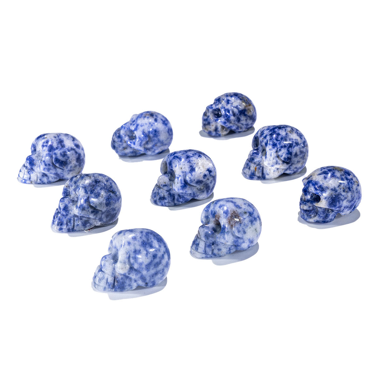 1-Inch Blue Spot Stone Skull In Bulk