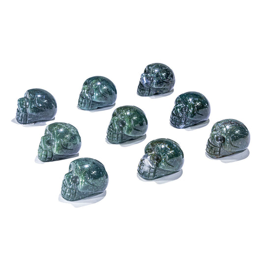 1-Inch Moss Agate Skull In Bulk