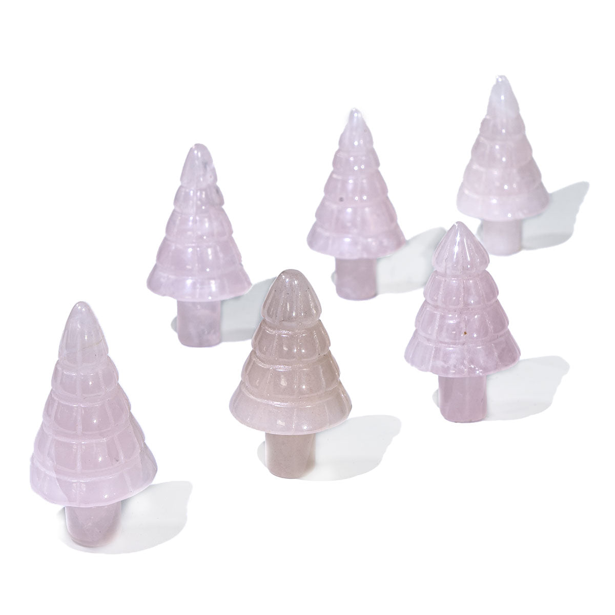 1-Inch Rose Quartz Christmas Tree In Bulk