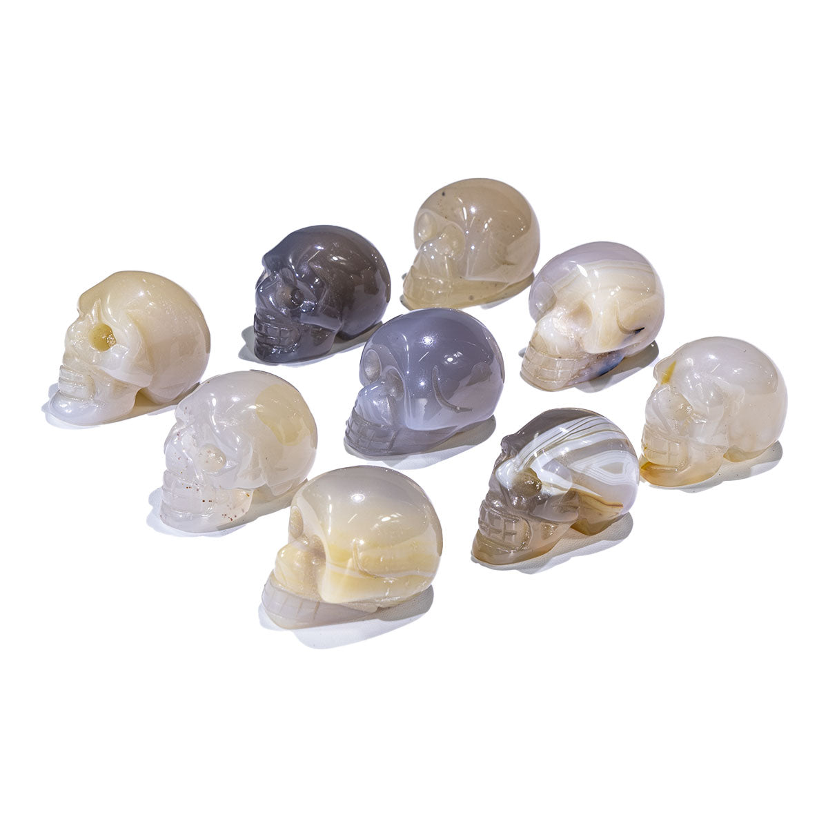 1-Inch Grey Agate Skull In Bulk