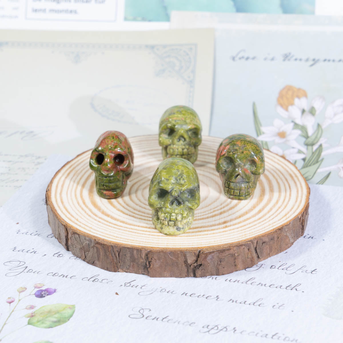 1-Inch Unakite Skull  In Bulk