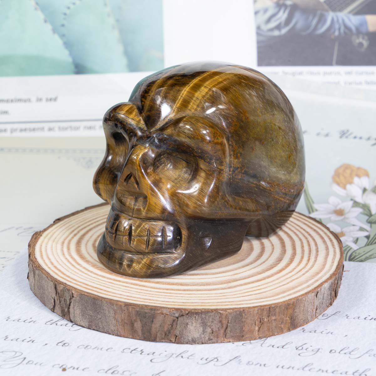 3-Inch Tiger Eye Stone Skull In Bulk