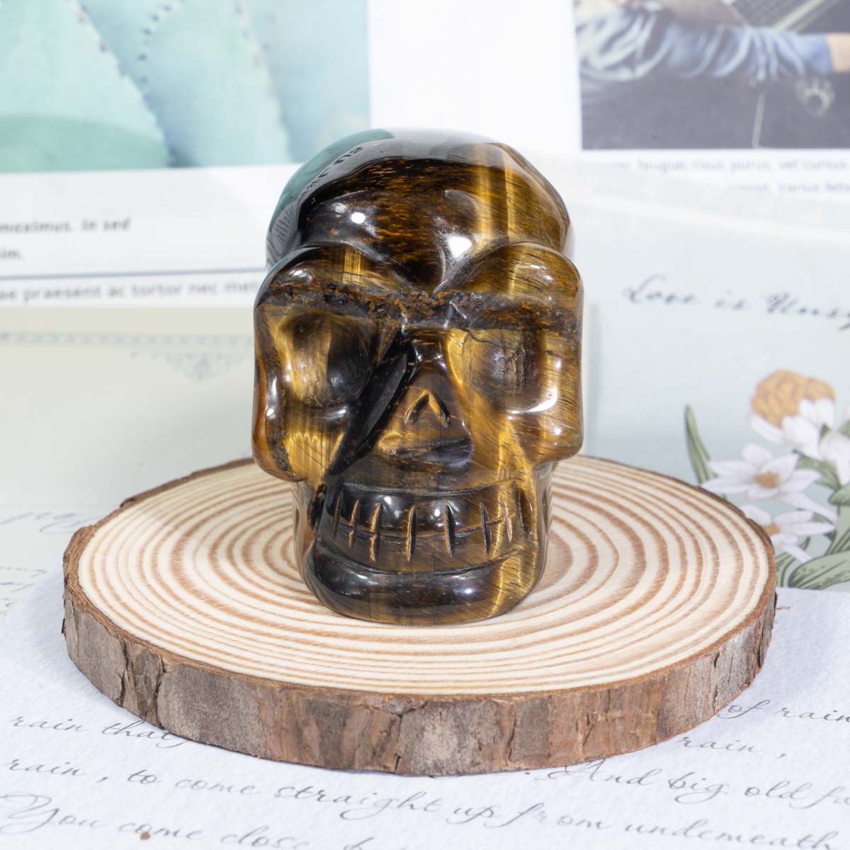 3-Inch Tiger Eye Stone Skull In Bulk