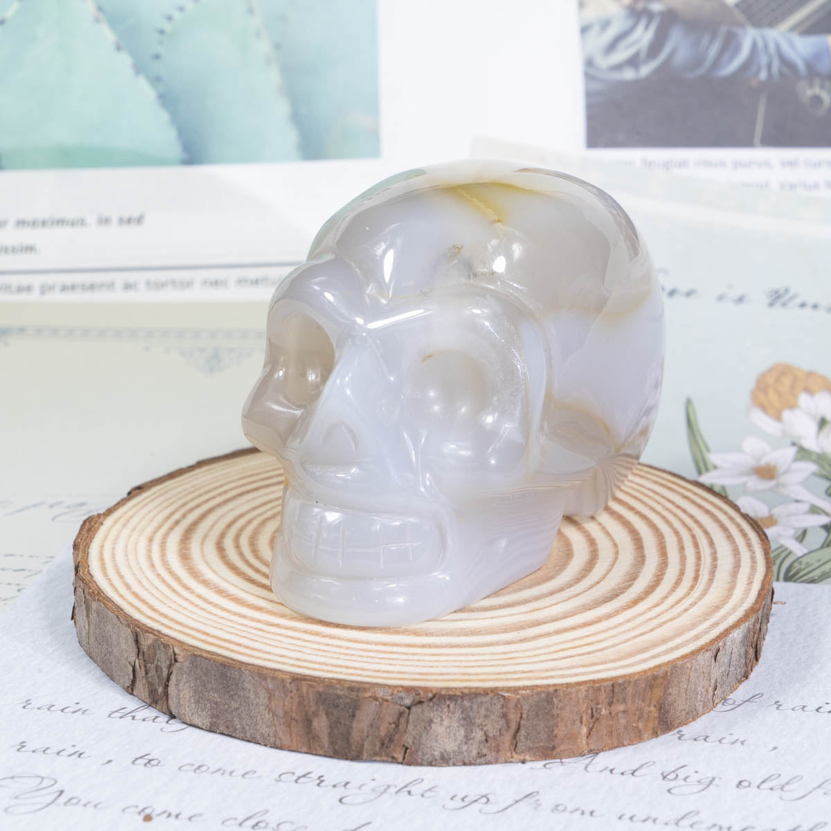 3-Inch Grey Agate Skull In Bulk