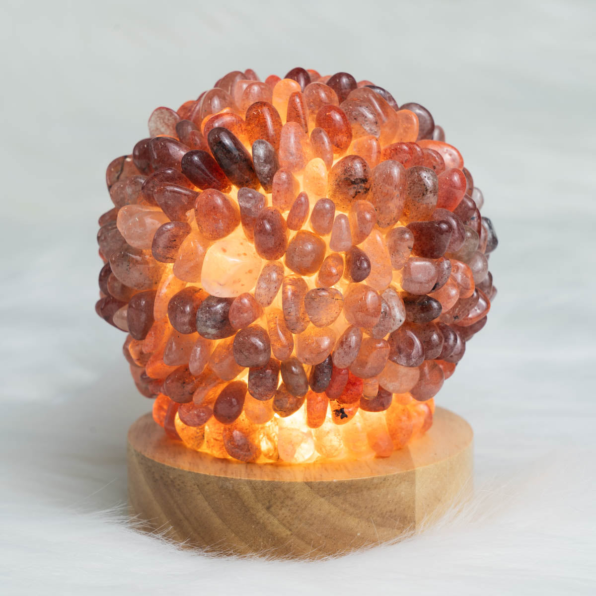 Carnelian Chips Round  Lamp In Bulk