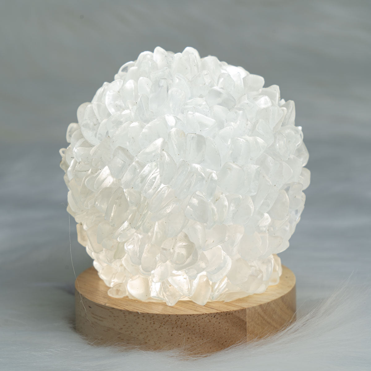 Clear Quartz Chips Round  Lamp In Bulk