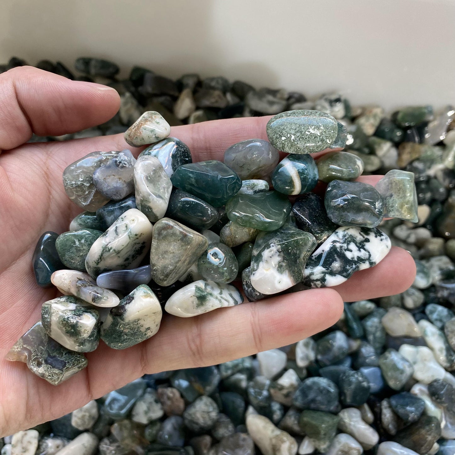 1.5-2.5cm Moss Agate Crushed Stones In Bulk