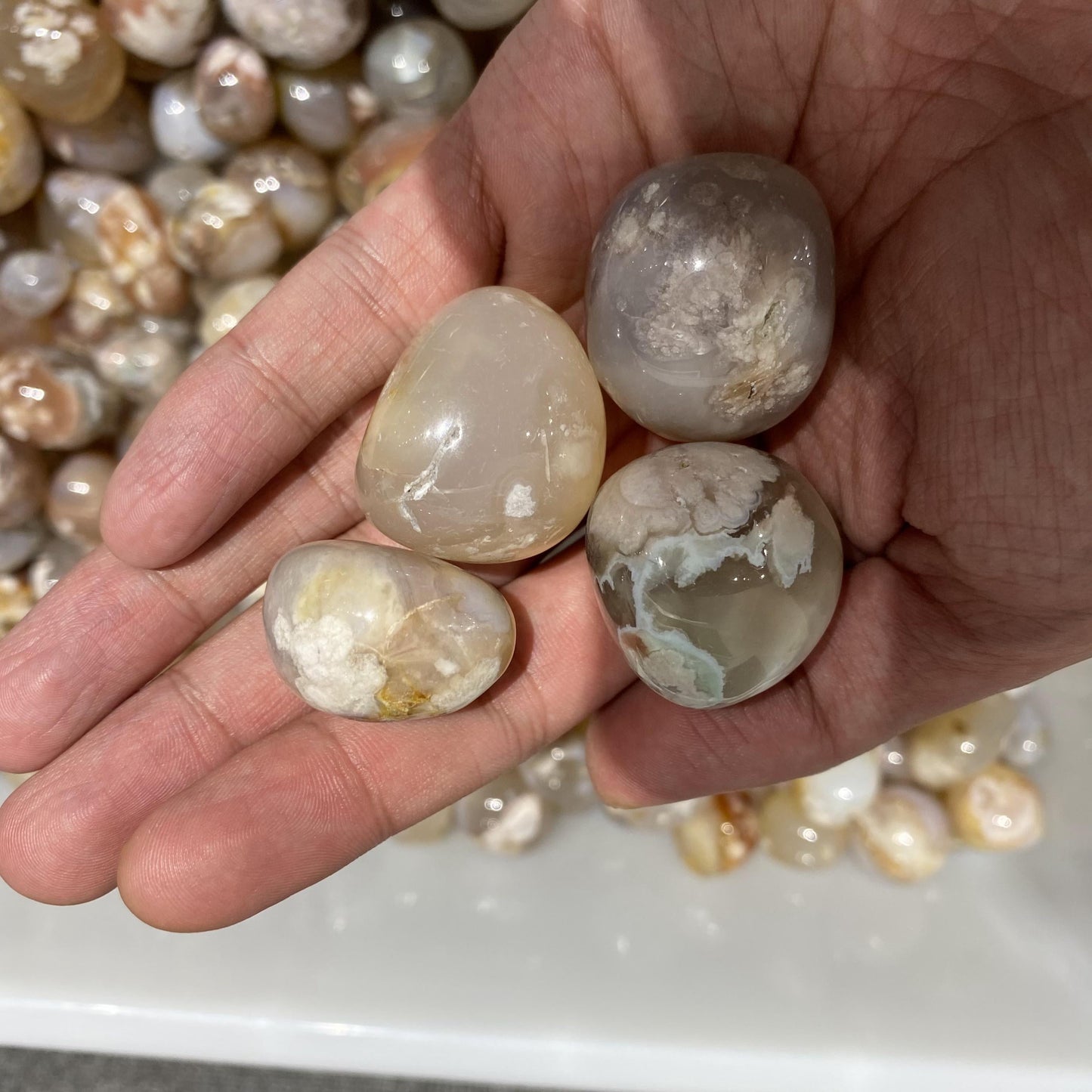 Flower Agate Tumbled Stones In Bulk