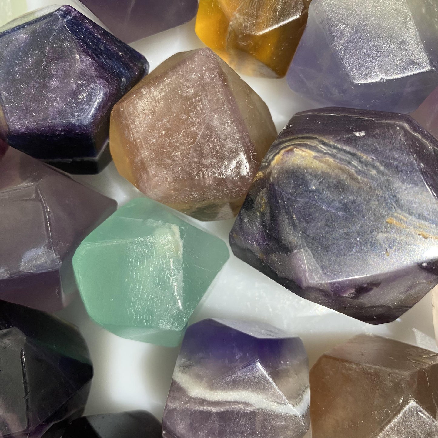 Fluorite Polyhedron Tumbled Stones In Bulk