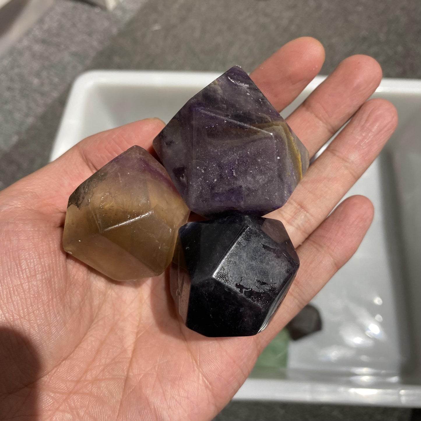 Fluorite Polyhedron Tumbled Stones In Bulk