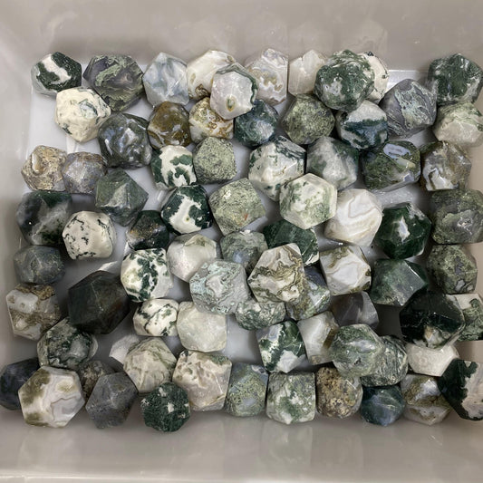 Moss Agate Polyhedron Tumbled Stones In Bulk