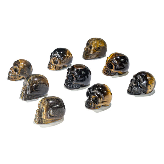 1-Inch Tiger Eye Stone Skull In Bulk