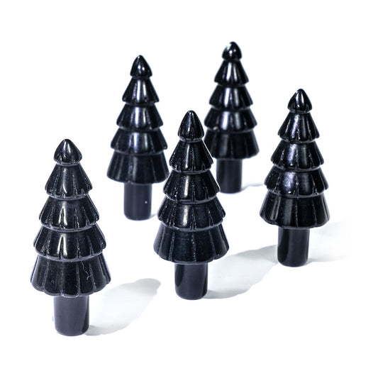 2-Inch Black Obsidian Christmas Tree In Bulk