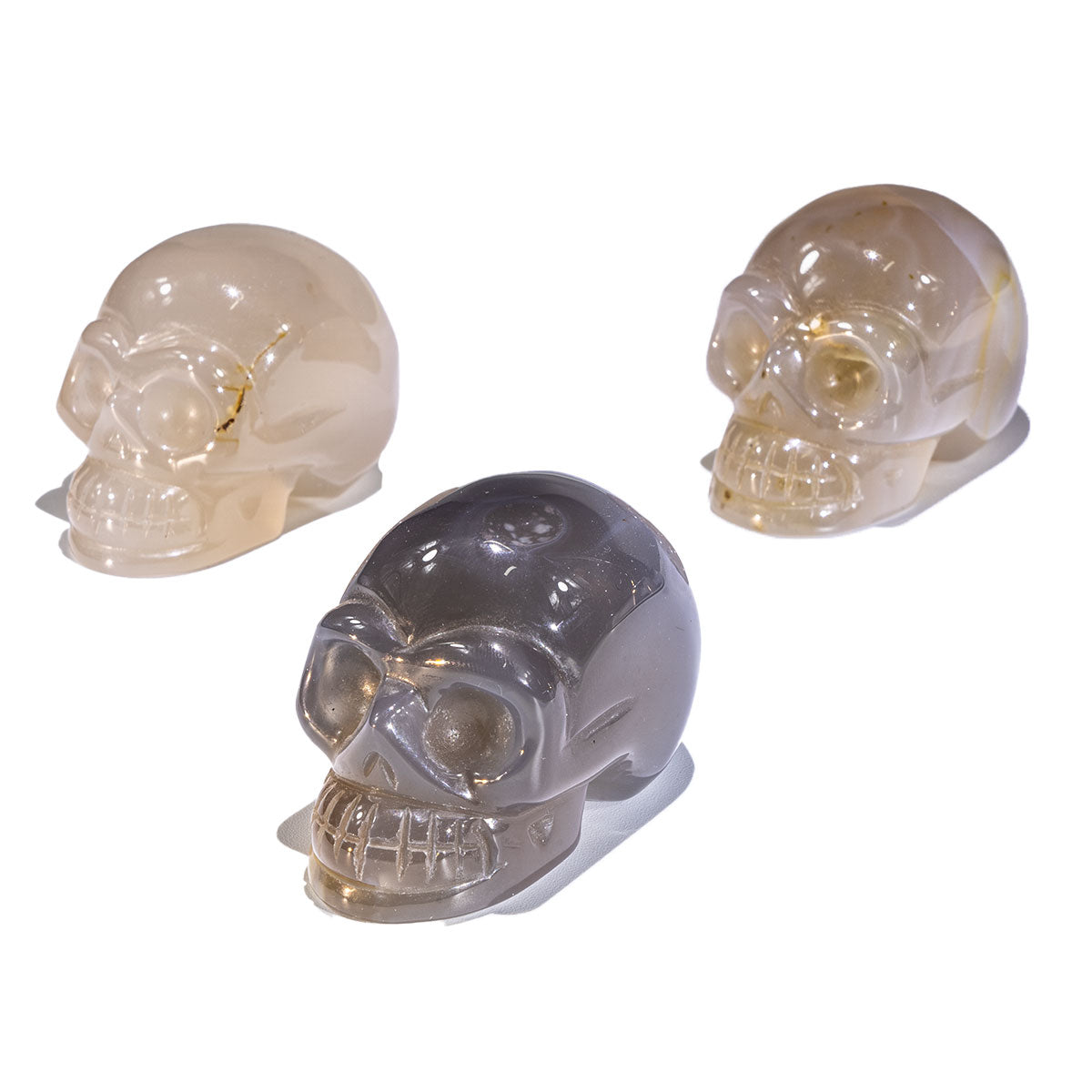 Calavera de ágata gris de 2 pulgadas a granel