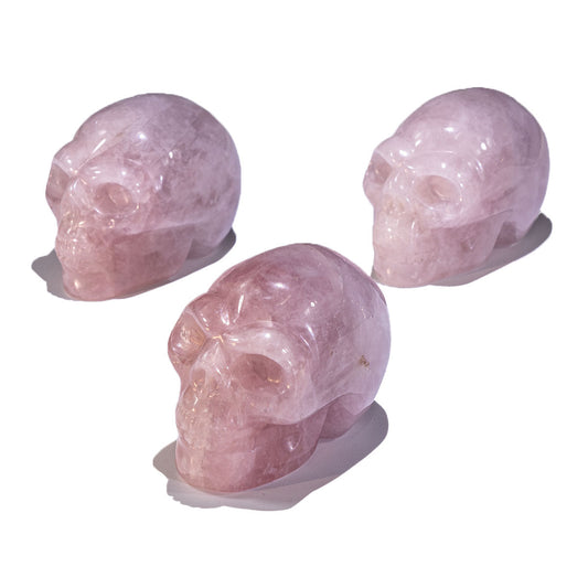 Calavera de cuarzo rosa de 2 pulgadas a granel