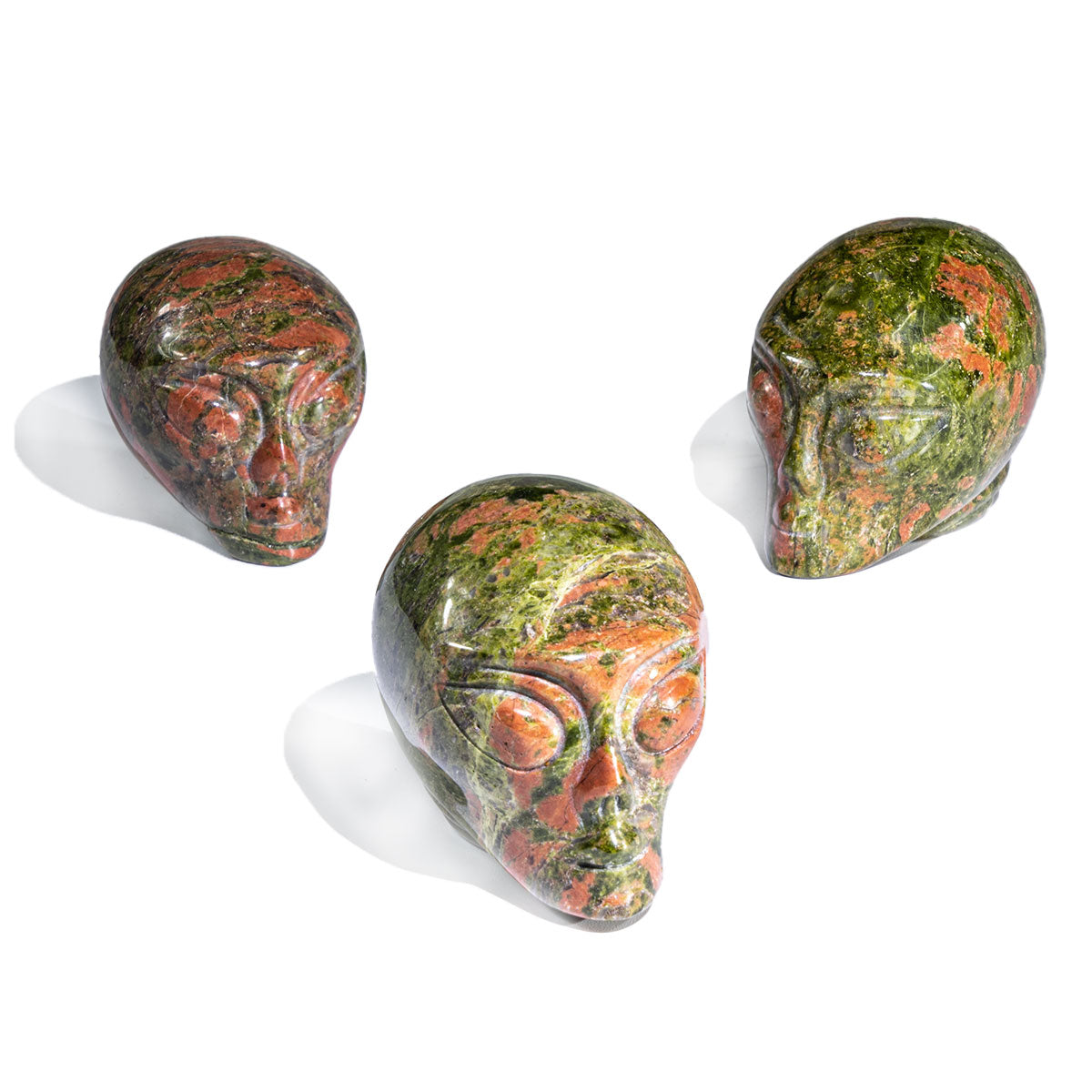 2-Inch Unakite Alien Skull In Bulk