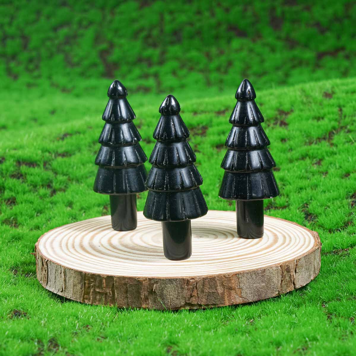 2-Inch Black Obsidian Christmas Tree In Bulk